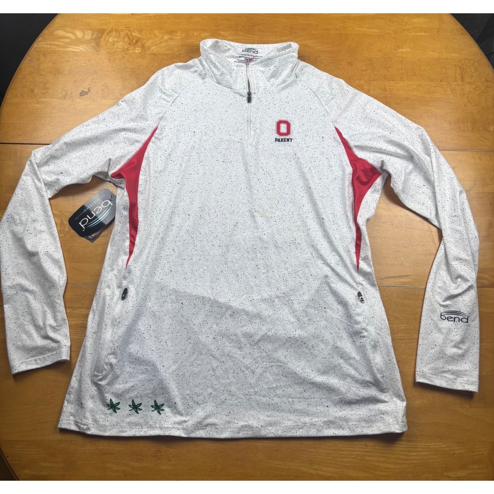Bend Active Ohio State Buckeyes Parent 1/4 Zip Pullover White Speckled 2XL NWT